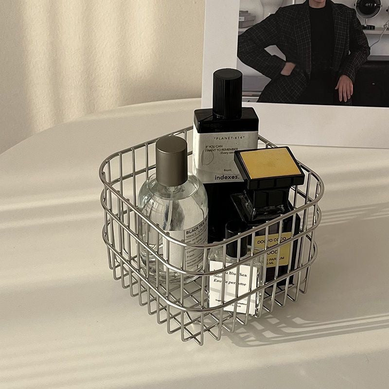 Minimalist Wire Storage Basket for Bathroom & Desk Organization