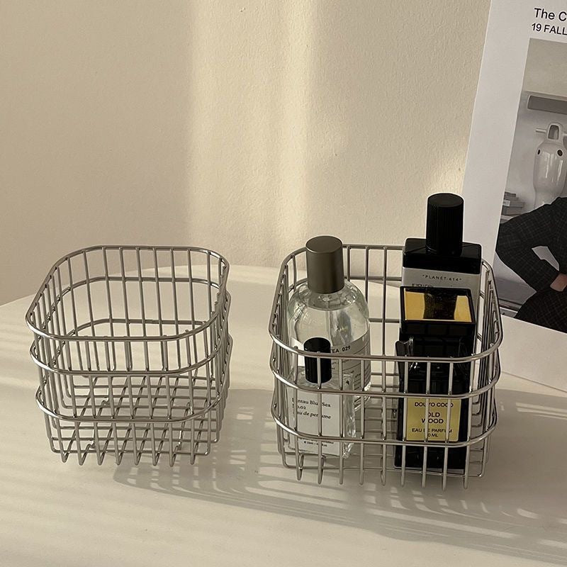 Minimalist Wire Storage Basket for Bathroom & Desk Organization