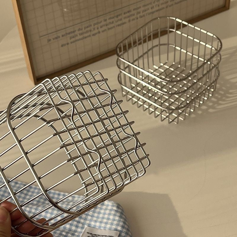 Minimalist Wire Storage Basket for Bathroom & Desk Organization
