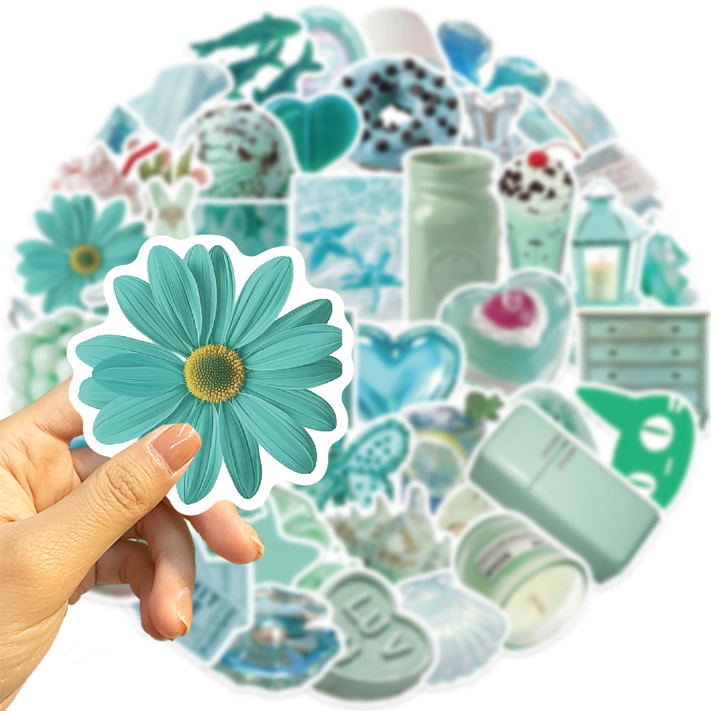 Mint Green Aesthetic Sticker Pack – 50 Waterproof Vinyl Stickers