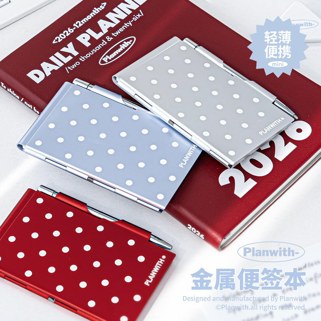 Memo Notebook& Metal Polka Dot Memo Notebook&Pen