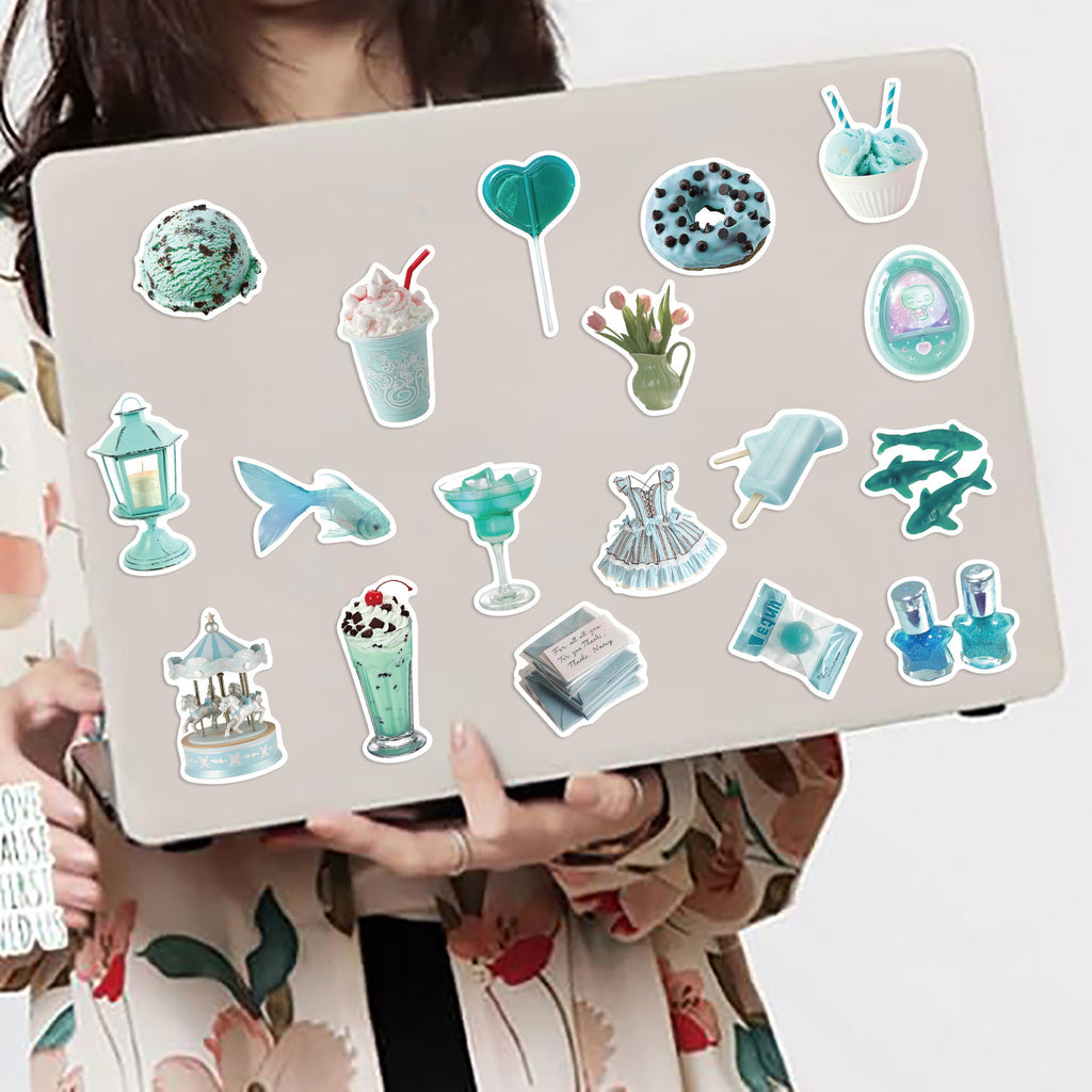 Mint Green Aesthetic Sticker Pack – 50 Waterproof Vinyl Stickers