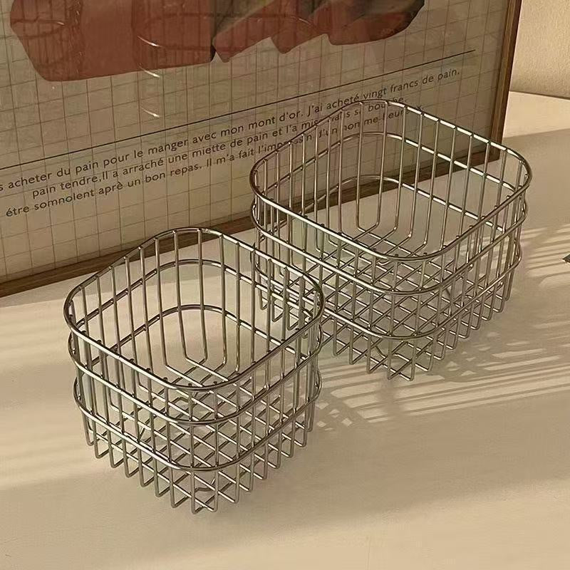 Minimalist Wire Storage Basket for Bathroom & Desk Organization