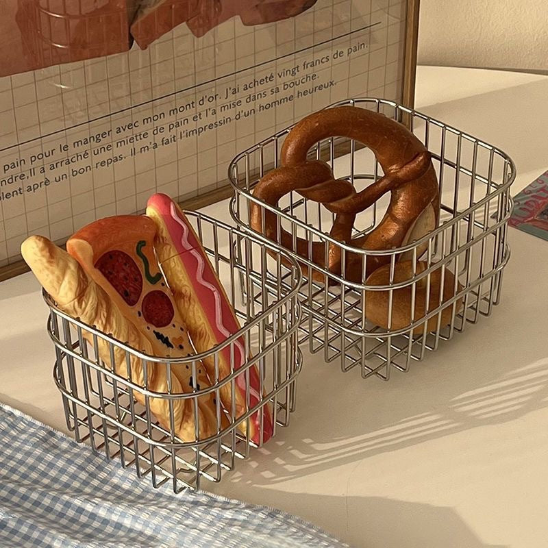Minimalist Wire Storage Basket for Bathroom & Desk Organization
